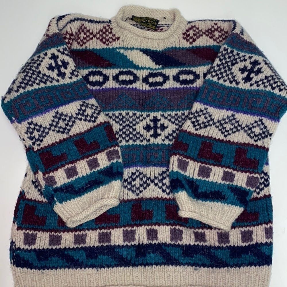 Vtg 100% Wool Rey Wear Bulky Sweater Medium (L)